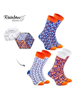 Duhové Rainbow Socks Ponožky V Geometrických Vzorech 3 Párů