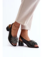 Kůže Sandály Na Trojúhelníkovém Podpatku Laura Messi 2595 Hnědé