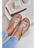 Kožené sandály na plochém podpatku s ozdobou Laura Messi 2865 Zlaté