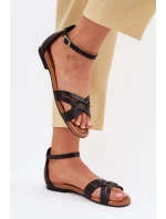 Dámské Kožené Sandály Na Plochém Podpatku Maciejka 07029-01 Černé