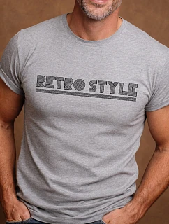 Pánské bavlněné tričko s potiskem - RETRO STYLE - šedé 