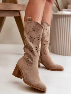 Ažurové kozačky RMR2337 hnědé - Step in style