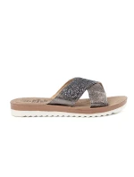 Praktické dámské stříbrné  nazouváky na klínku