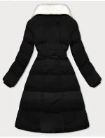 Černý dámský zimní kabát s kožešinovým límcem J Style (16M9168-392) Černý dámský zimní kabát s kožešinovým límcem J Style (16M9168-392)