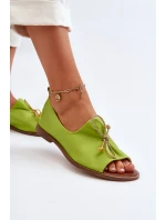 Zazoo 2660 Dámské kožené baleríny limetkové
