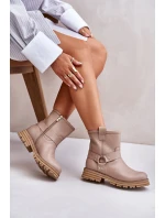 Dámské Kožené Botky Na Plochém Podpatku Béžové Lewski 3610 Dámské Kožené Botky Na Plochém Podpatku Béžové Lewski 3610