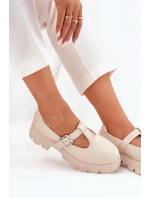 Dámské Polobotky S Přezkou Na Platformě A Plochém Podpatku Béžové Venda Dámské Polobotky S Přezkou Na Platformě A Plochém Podpatku Béžové Venda