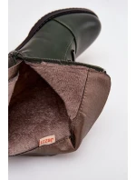 Zateplené dámské boty na plochém podpatku zelené Labise