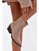 Dámské kotníkové boty na podpatku 6350 Béžová - Ideal Shoes Dámské kotníkové boty na podpatku 6350 Béžová - Ideal Shoes