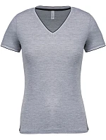 Kariban K 394 Dámské piqué tričko s V výstřihem 20.K394 oxford grey/navy/white Kariban K 394 Dámské piqué tričko s V výstřihem 20.K394 oxford grey/navy/white