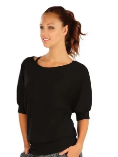 Dámské černé triko s 3/4 netopýřím rukávem A6101 -  Litex
