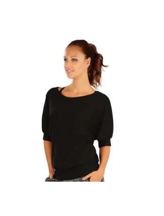 Dámské černé triko s 3/4 netopýřím rukávem A6101 - Litex Dámské černé triko s 3/4 netopýřím rukávem A6101 - Litex