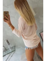 Halenka s potiskem Star Style v pudrově růžové barvě