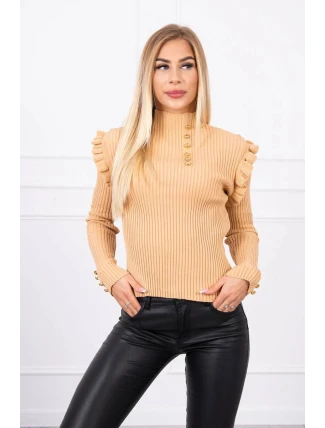 Přiléhavá svetrová halenka s knoflíky béžová