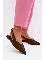 Baleríny se Zlatým Přezkou Eko Semišové Olivové Palerra