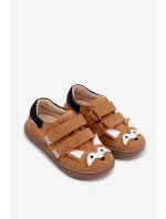 Kožené polobotky Barefoot dětské s motivem lišky Bartek 8600563 světle hnědé Kožené polobotky Barefoot dětské s motivem lišky Bartek 8600563 světle hnědé