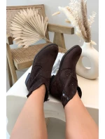 Dámské perforované kotníkové boty na nízkém podpatku S.Barski HY61-8026 Čokoládové