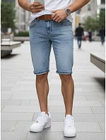Pánské džínové šortky s páskem před kolenem modré SX2579