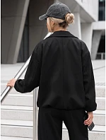 Krátká dámská mezisezónní bunda typu bomber bez kapuce, černá, FashionStreet TY5958 Krátká dámská mezisezónní bunda typu bomber bez kapuce, černá, FashionStreet TY5958