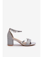 Dámské sandály na nízkém podpatku stříbrné Ploemis