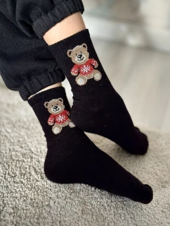 Dětské Mládežnické Ponožky Medvídek V Svetru Černé