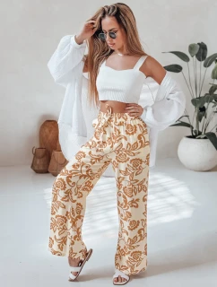 Dámské květované kalhoty s širokými nohavicemi LOVEGARDEN camel FashionStreet UY2657
