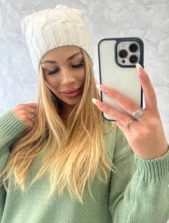 Fleecová čepice Iwona K221 ecru