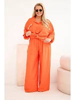 Dámský komplet Plus Size s košilí a širokými kalhotami pomerančová Dámský komplet Plus Size s košilí a širokými kalhotami pomerančová