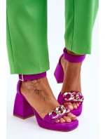 Dámské semišové sandály s masivními podpatky Lewski boty 3207 Fuchsie