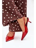 Lakované Lodičky Na Jehlovém Podpatku S Otevřenou Patou Červené Talira