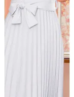 311-13 LILA plisované šaty s krátkým rukávem - ŠEDÉ