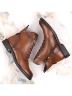 Potocki W WOL171C hnědé boty se šněrováním a zipem