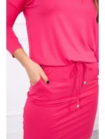 Viskózové šaty vázané v pase fuchsiové barvy