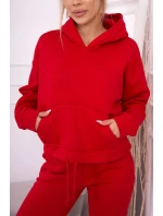 Souprava s fleecovou podšívkou a zavazováním na lemu červená