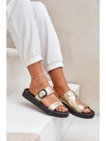 Dámské Kožené Pantofle Na Platformě Zazoo 3024 Zlaté