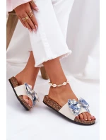 Dámské pantofle s mašlí na korkové platformě modré Lisandrea