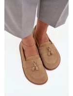 Kožené semišové mokasiny typu barefoot Zazoo 322 béžové