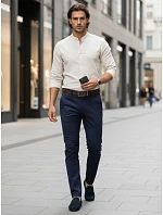 Pánské chino kalhoty slim fit ležérní elegantní tmavě modré FashionStreet UX4492