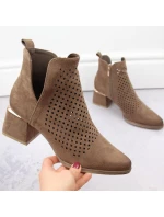 Semišové boty na podpatku Potocki W WOL213B hnědé