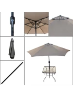 SADA ZAHRADNÍHO NÁBYTKU SYDNEY STŮL 4 ŽIDLE A SLUNEČNÍK ŠEDÁ
