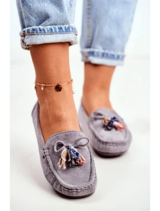 Dámské Semišové Mokasíny 20PB35-2003 Šedé Donna Mia