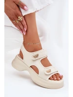 Dámské sandály se zlatými detaily béžové Luvira