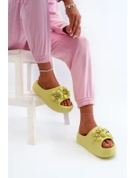 Dámské pěnové pantofle se zdobením na silné podrážce, limetka Bremavia