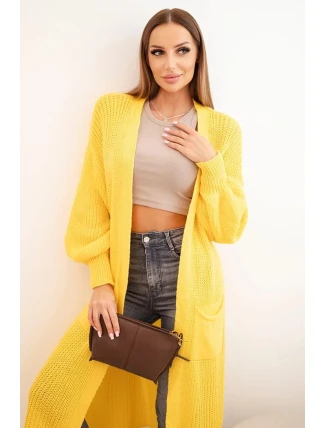 Svetr dlouhý kardigan tmavě žlutý
