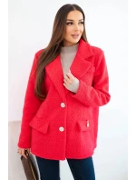 Dámská bunda z měkkého beránka s límcem fuchsie