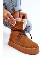 Šnekové na platformě s kožušinou Camel Olimuka