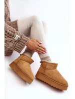 Ženy Sněžní Boty Na Platformě Oteplené Kožešinou Camel Xamella