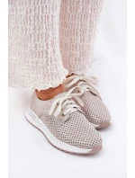 Kožené Lehká Polobotky Dámské Na Platformě Artiker 56C2113 Béžovo-Zlaté