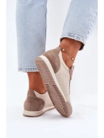 Dámské Kožené Sportovní Boty Béžové Laura Messi 2935