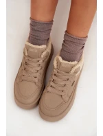 Dámské Tenisky Na Platformě S Beránkem Big Star SS274105 Béžové